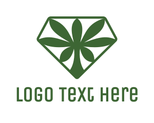 Polygonal - Green Cannabis Diamond logo design