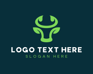 Bull - Bull Horn Leaf logo design