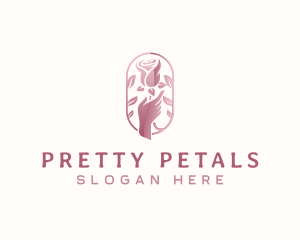 Hand Rose Petals logo design