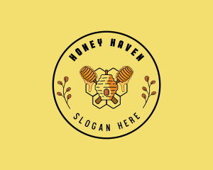 Beehive - Leaf Beehive Honey Dipper logo design