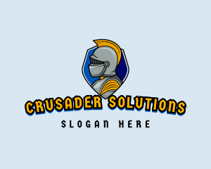 Crusader - Knight Shield Gaming logo design