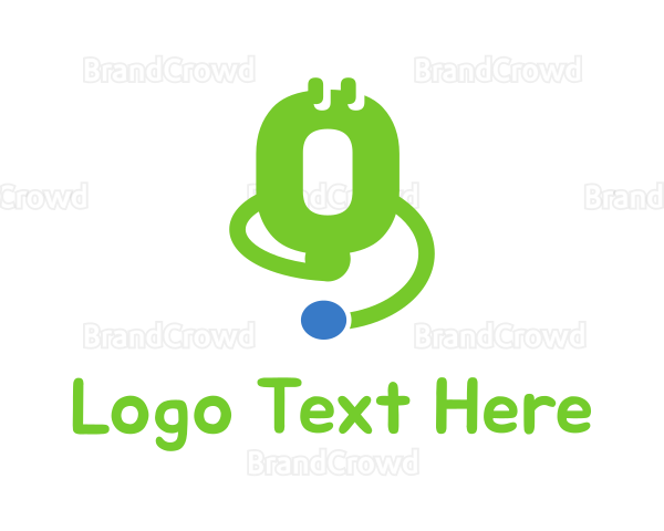 Green Medical Device Stethoscope Logo