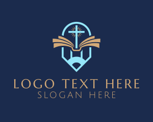 Faith - Religious Pen Crucifix logo design