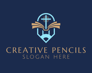 Religious Pen Crucifix  logo design