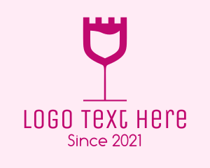 Fortress - Castle Wine Glass logo design