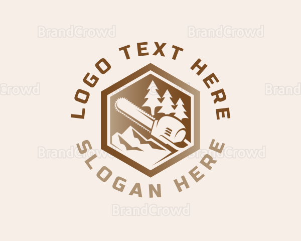 Chainsaw Pine Tree Woodwork Logo