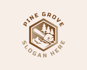 Chainsaw Pine Tree Woodwork logo design