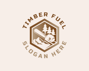 Chainsaw Pine Tree Woodwork logo design