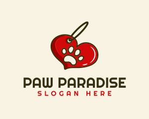 Paw Keychain Heart logo design