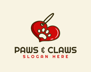 Paw Keychain Heart logo design