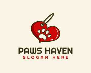 Paw Keychain Heart logo design