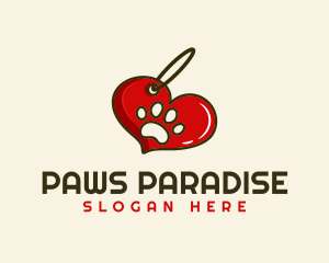 Paw Keychain Heart logo design