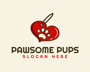 Paw Keychain Heart logo design