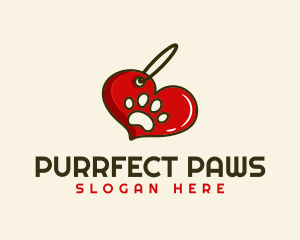 Paw Keychain Heart logo design