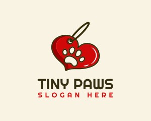 Paw Keychain Heart logo design