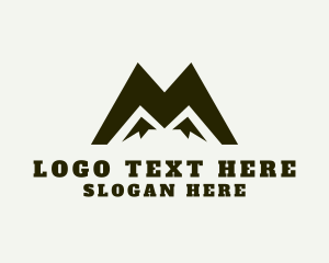 Mountain Climber - Mountaineer Hiking Letter M logo design
