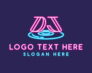 Letter Dj - Neon DJ Music logo design