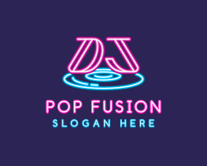 Pop - Neon DJ Music logo design