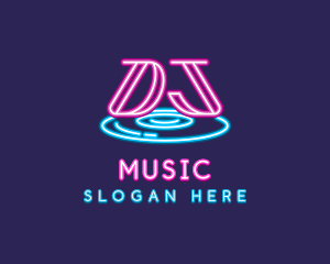 Neon DJ Music logo design