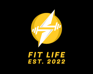 Energy Power Barbell Fitness logo design