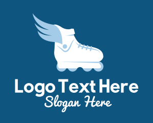 White - Flying Rollerblade Shoe logo design