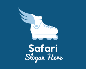 White - Flying Rollerblade Shoe logo design