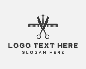 Metal Razor - Scissors Hairstylist Barber logo design