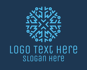 Winter - Ice Frost Snowflake logo design