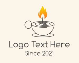 Cafe - Teacup Candle Flame logo design