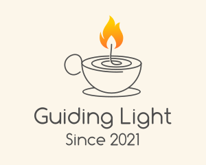 Teacup Candle Flame logo design