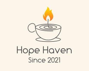 Coffee - Teacup Candle Flame logo design