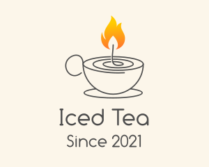 Teacup Candle Flame logo design