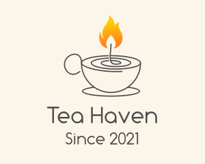 Teacup - Teacup Candle Flame logo design