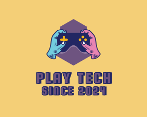 Gamepad - Colorful Gamer Hands logo design