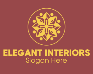 Elegant Golden Flower  logo design