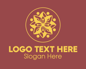 Elegant Golden Flower  Logo