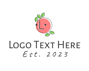 Line Art - Peach Fruit Leaf logo design