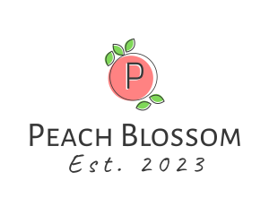 Peach Fruit Leaf logo design
