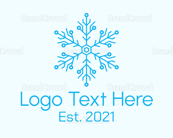 Blue Circuitry Snowflake Logo