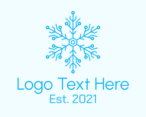 Snowflake - Blue Circuitry Snowflake logo design