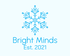 Science - Blue Circuitry Snowflake logo design