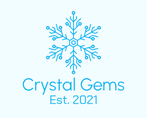 Blue Circuitry Snowflake logo design