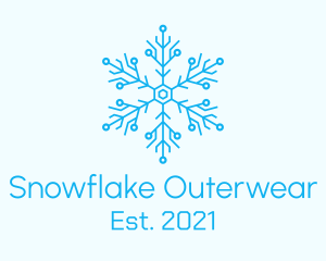 Blue Circuitry Snowflake logo design