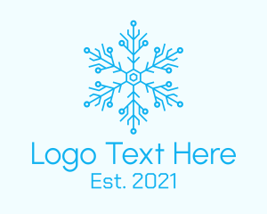 Crystal - Blue Circuitry Snowflake logo design