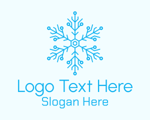 Blue Circuitry Snowflake Logo