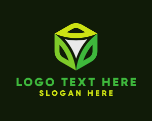 Green Flower - Flower Tech Cube logo design