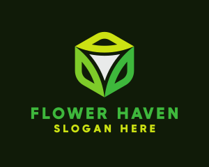 Flower Tech Cube logo design