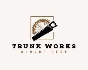 Trunk - Woodwork Saw Log logo design