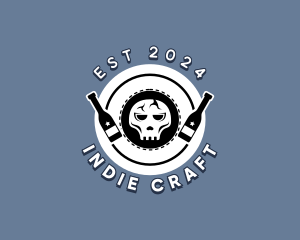 Indie - Hipster Bottle Skull logo design