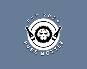 Bottle - Hipster Bottle Skull logo design